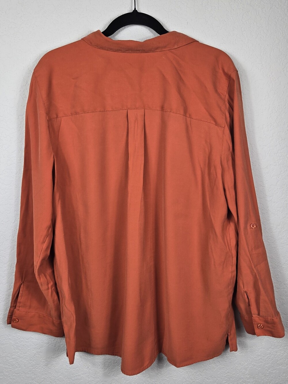 Chico's Rust Orange Utility Button Front Roll Tab Shirt Size 3 XL - Picture 3 of 7